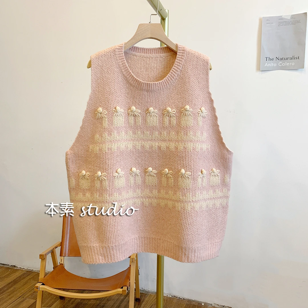 C2980提花圆领针织马甲