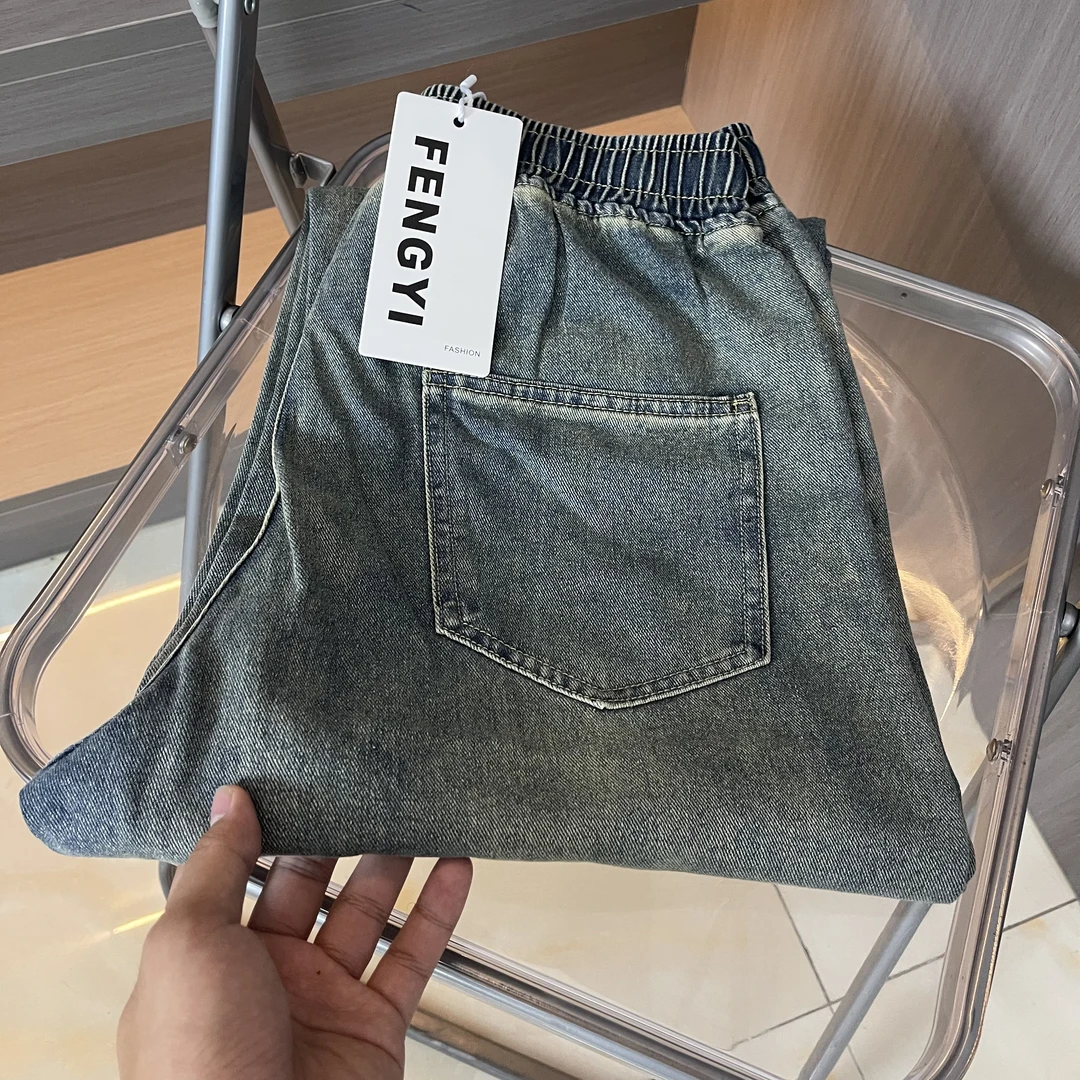 （默认微瑕）复古蓝色牛仔裤子男日系宽松休闲裤美式复古