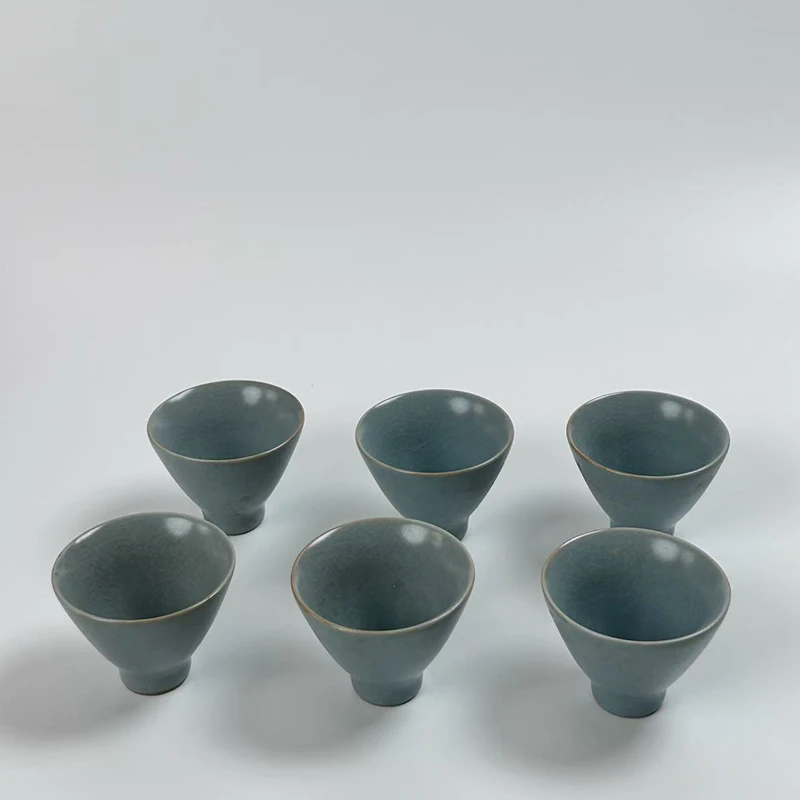 开片天蓝汝窑家用品茗主人茶盏