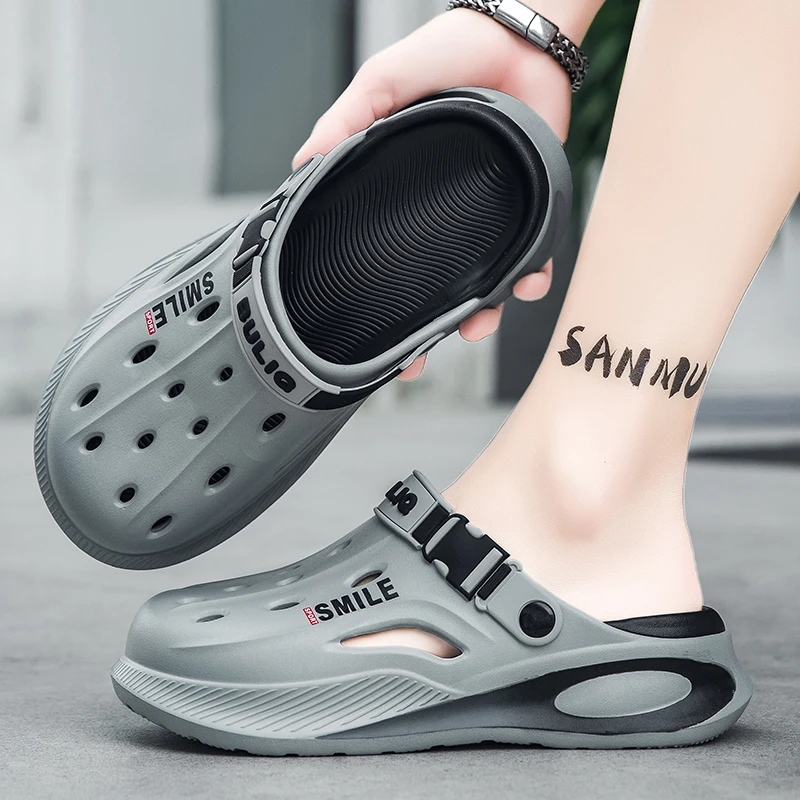 洞洞鞋男士夏季新款厚底防滑踩屎感情侣凉鞋外穿两用开车运动凉拖