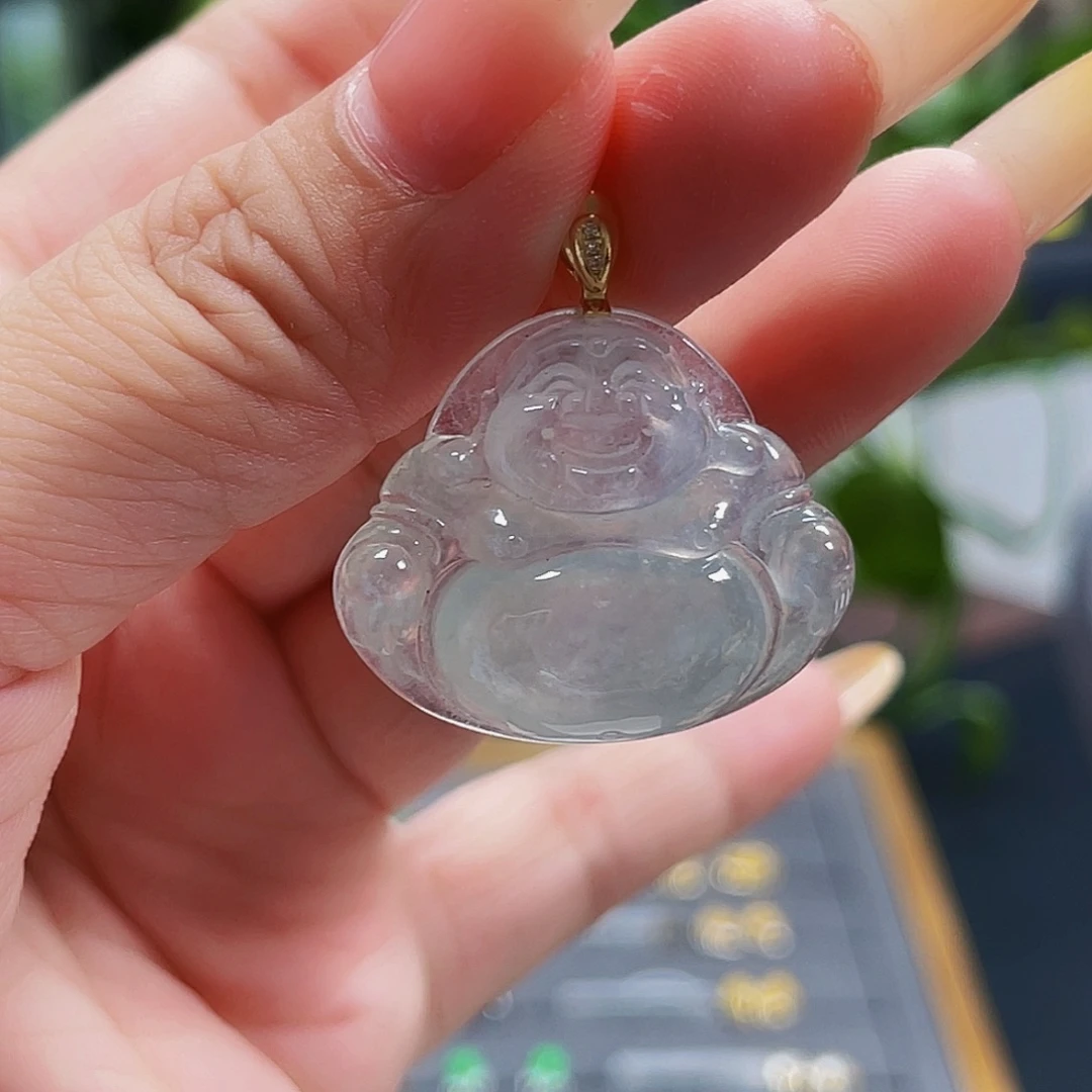 吊坠(不含链)18K金镶嵌翡翠