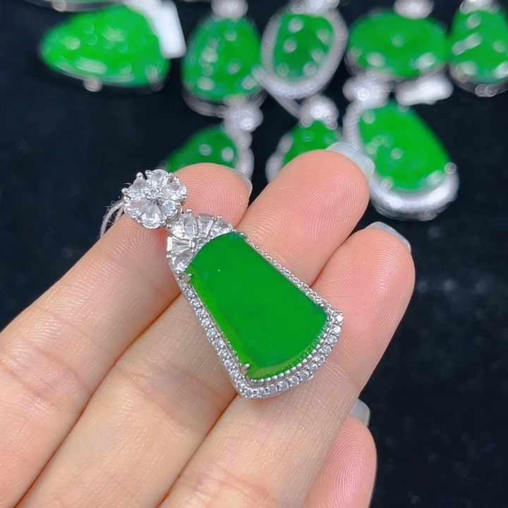 翡翠银S925镶嵌吊坠(不含链)