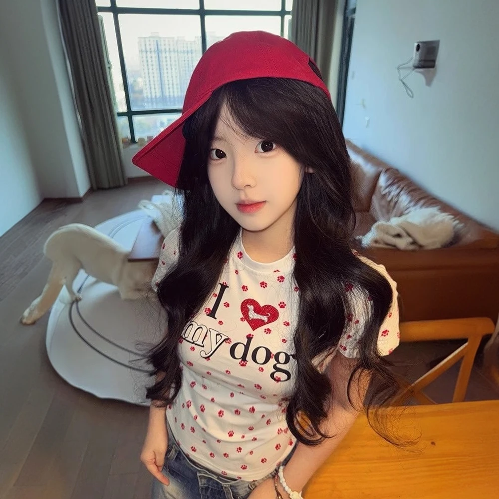 美式辣妹爱心狗爪字母印花短袖t恤女夏季2025爆款气质ins百搭上衣