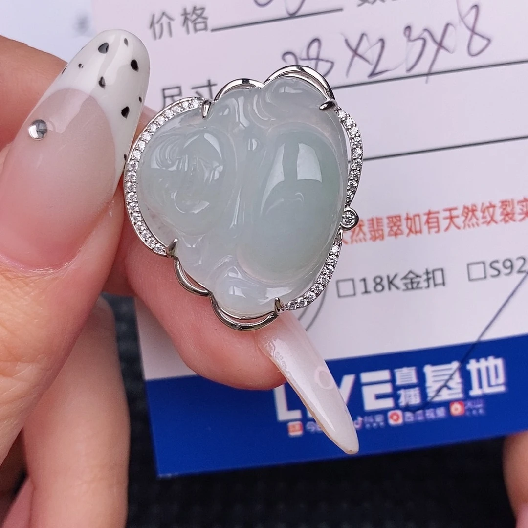 翡翠银S925镶嵌颈饰吊坠