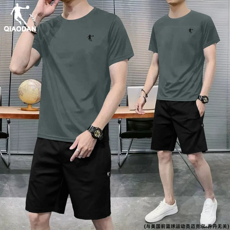 乔丹运动套装男2025夏季薄款跑步服夏装搭配一整套跑步健身两件套