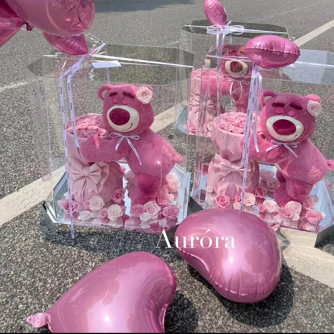 520情人节礼物送女友老婆创意草莓熊玫瑰永生花花束女生生日礼物