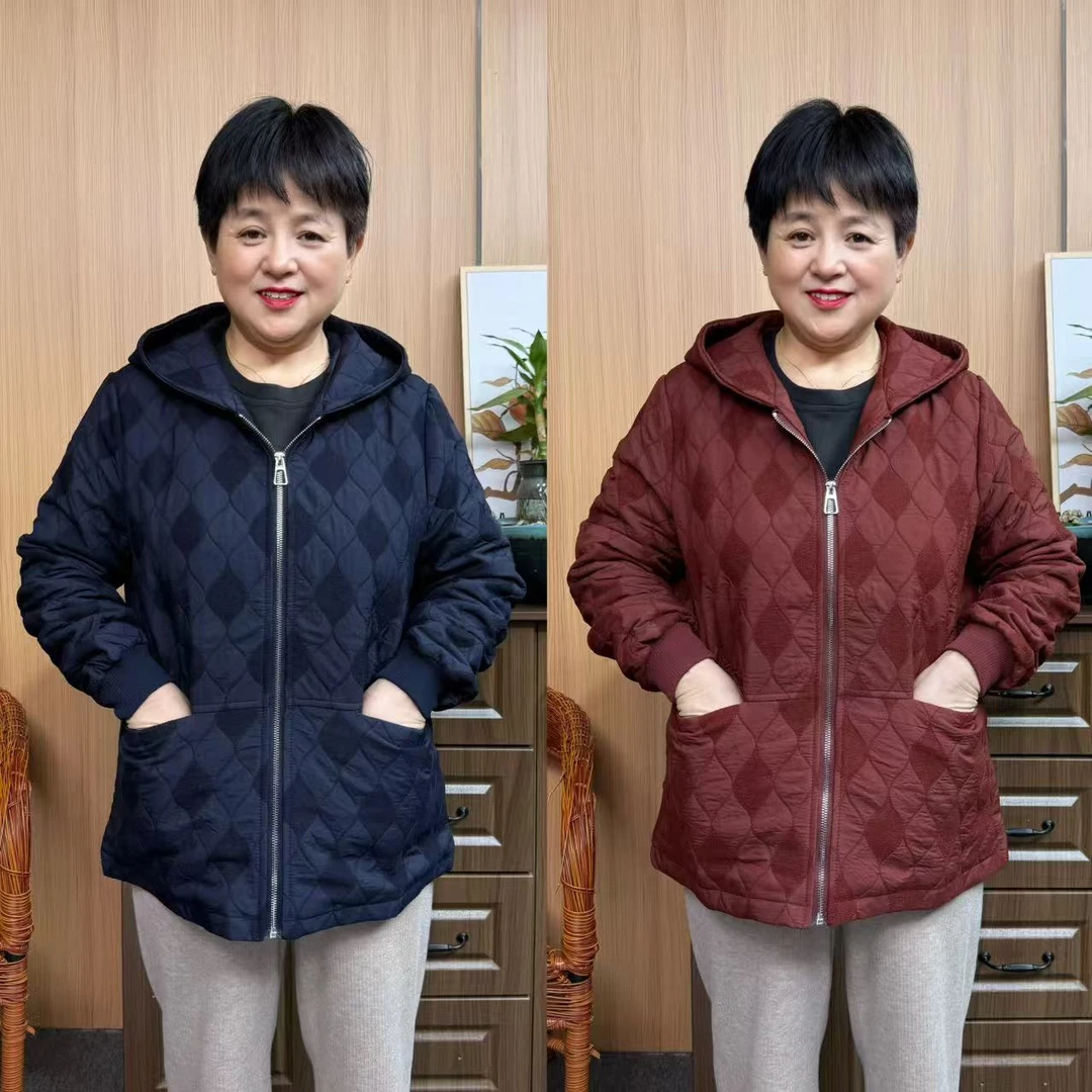 【210斤可穿】秋季大码妈妈连帽外套上衣宽松妈妈装加肥加大休闲