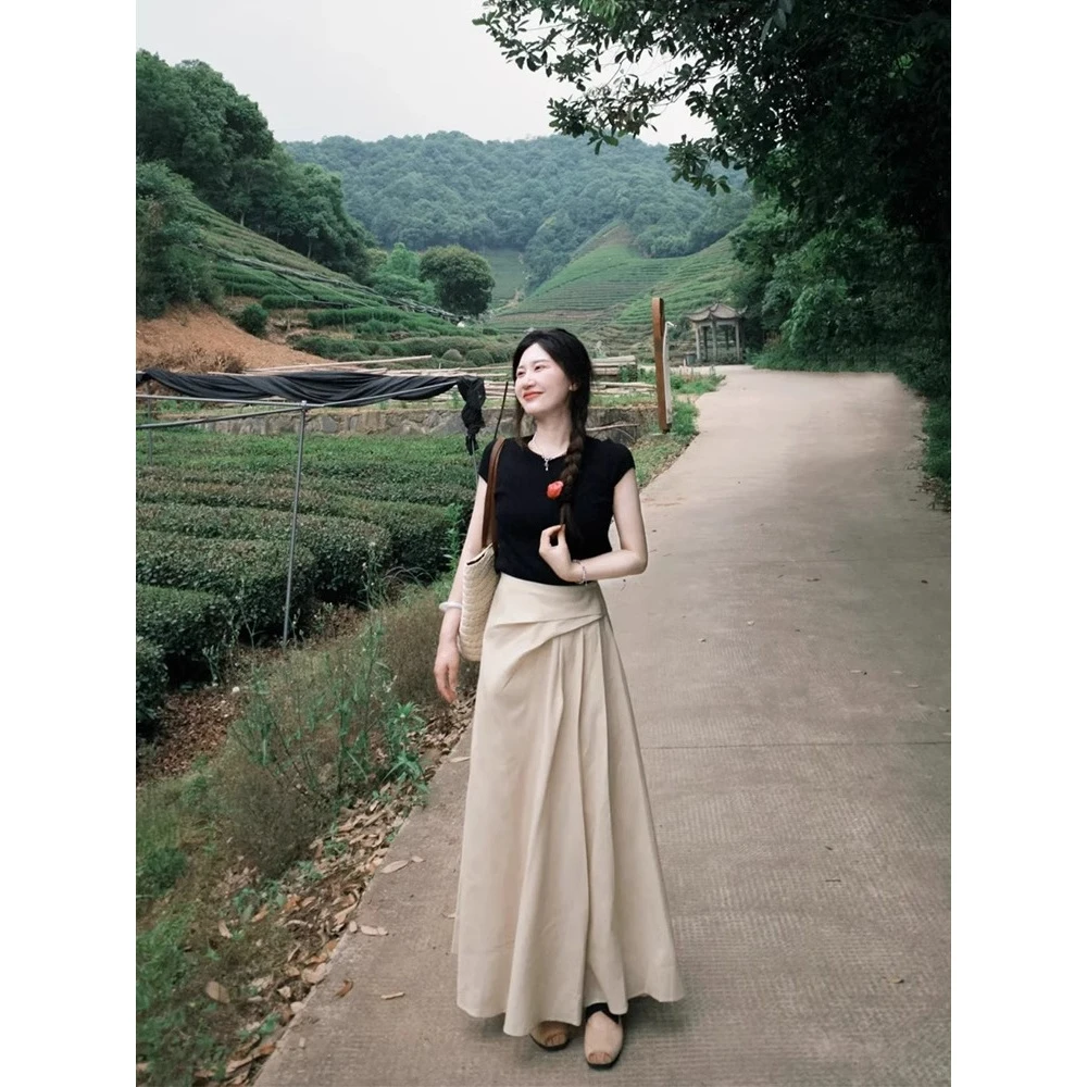 山本半身裙女2025新款夏季高腰收腰长裙子半裙垂感伞裙长款高级感