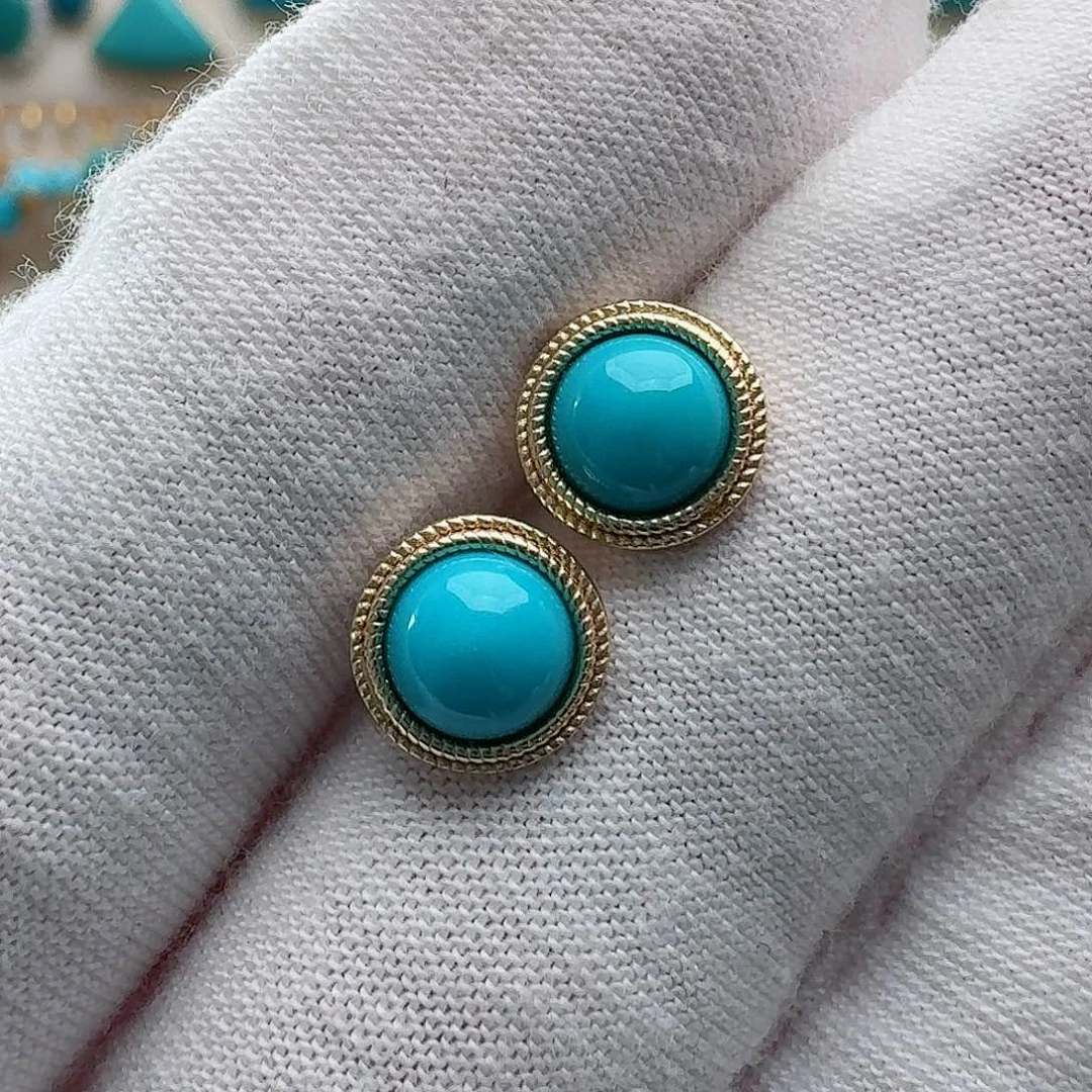 绿松石未镶嵌耳饰