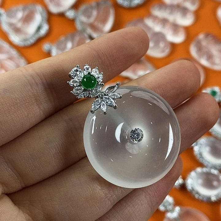 石英质玉银S925镶嵌颈饰