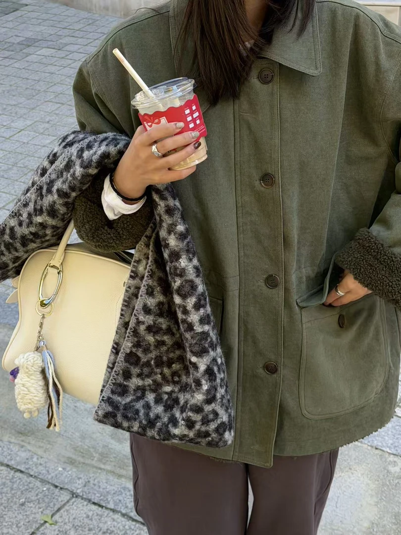 【NO退NO换】韩国丨秋冬复古百搭军绿色巴恩风外套