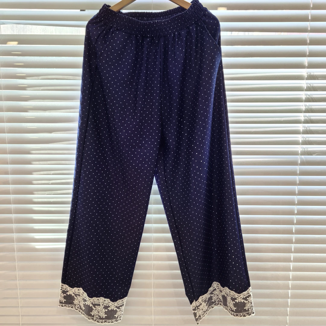 巨巨巨垂！25夏韩 百搭显瘦设计感蕾丝拼接九分天si休闲阔腿牛仔裤