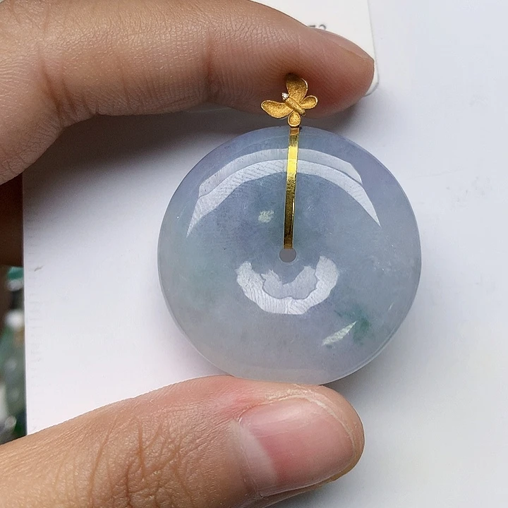 颈饰18K金镶嵌翡翠天然翡翠