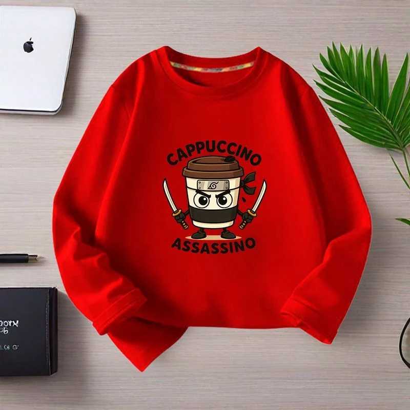 童装忍者木棍儿童新款纯棉长袖男童T恤男孩山海经上衣圆领打底衫