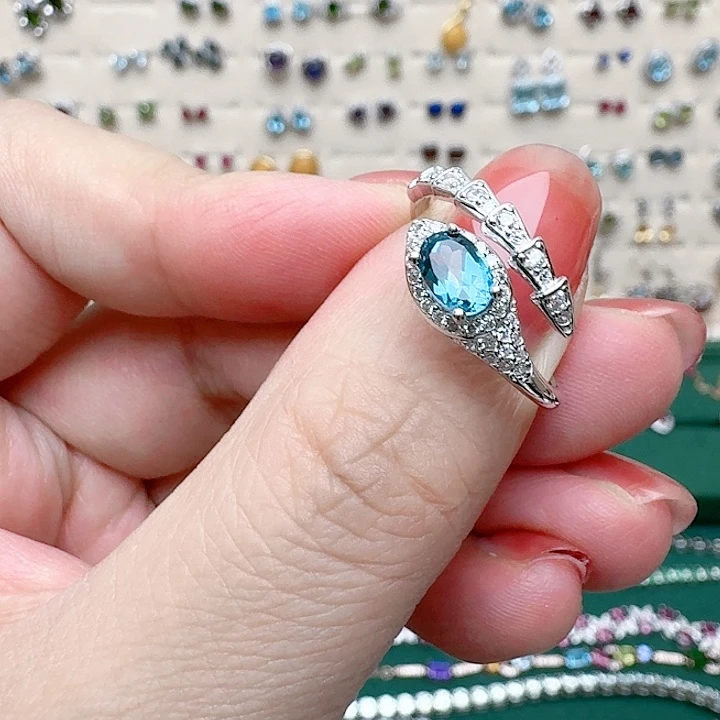 A托帕石戒指银S925镶嵌825