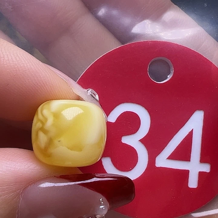 蜜蜡未镶嵌珠宝奇石微花粉12.3mm金瓷白妖花老型