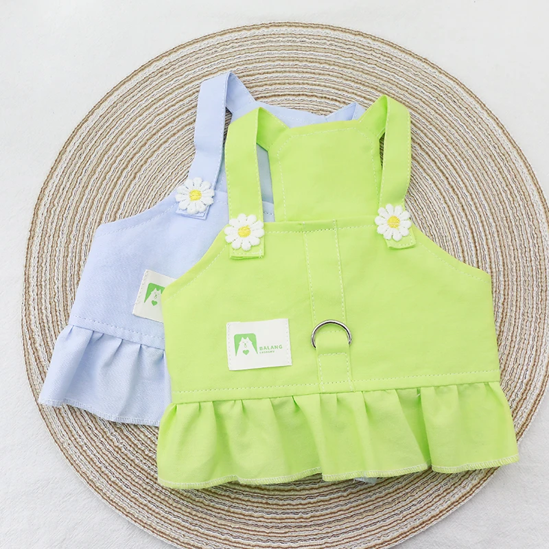 狗狗衣服春夏款多巴胺吊带防尘宠物衣服牵引绳小型犬猫防掉毛衣服