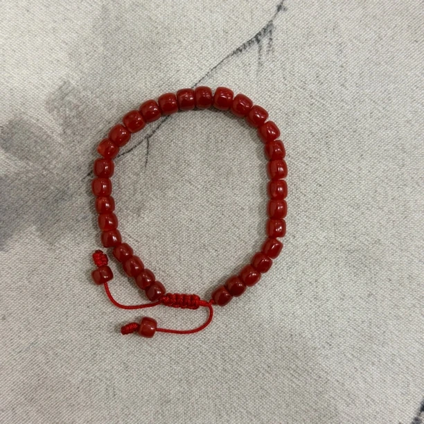 【天然】阿卡牛血红手串 5.6-5.9 红珊瑚老型桶珠手串 珊瑚手链