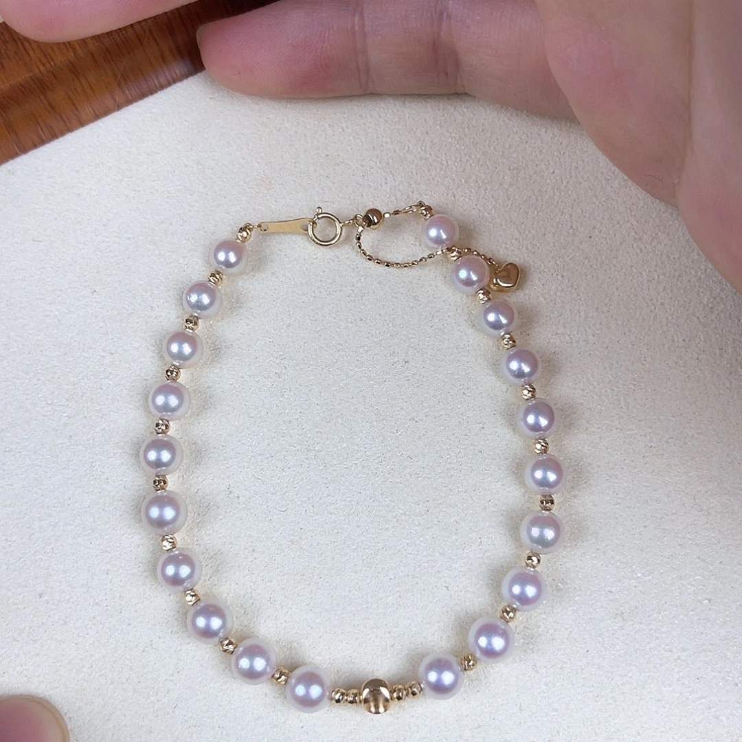 海水珍珠18K金镶嵌手链