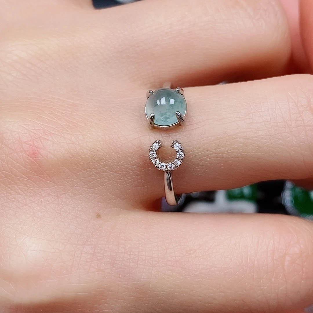 翡翠戒指银S925镶嵌戒指