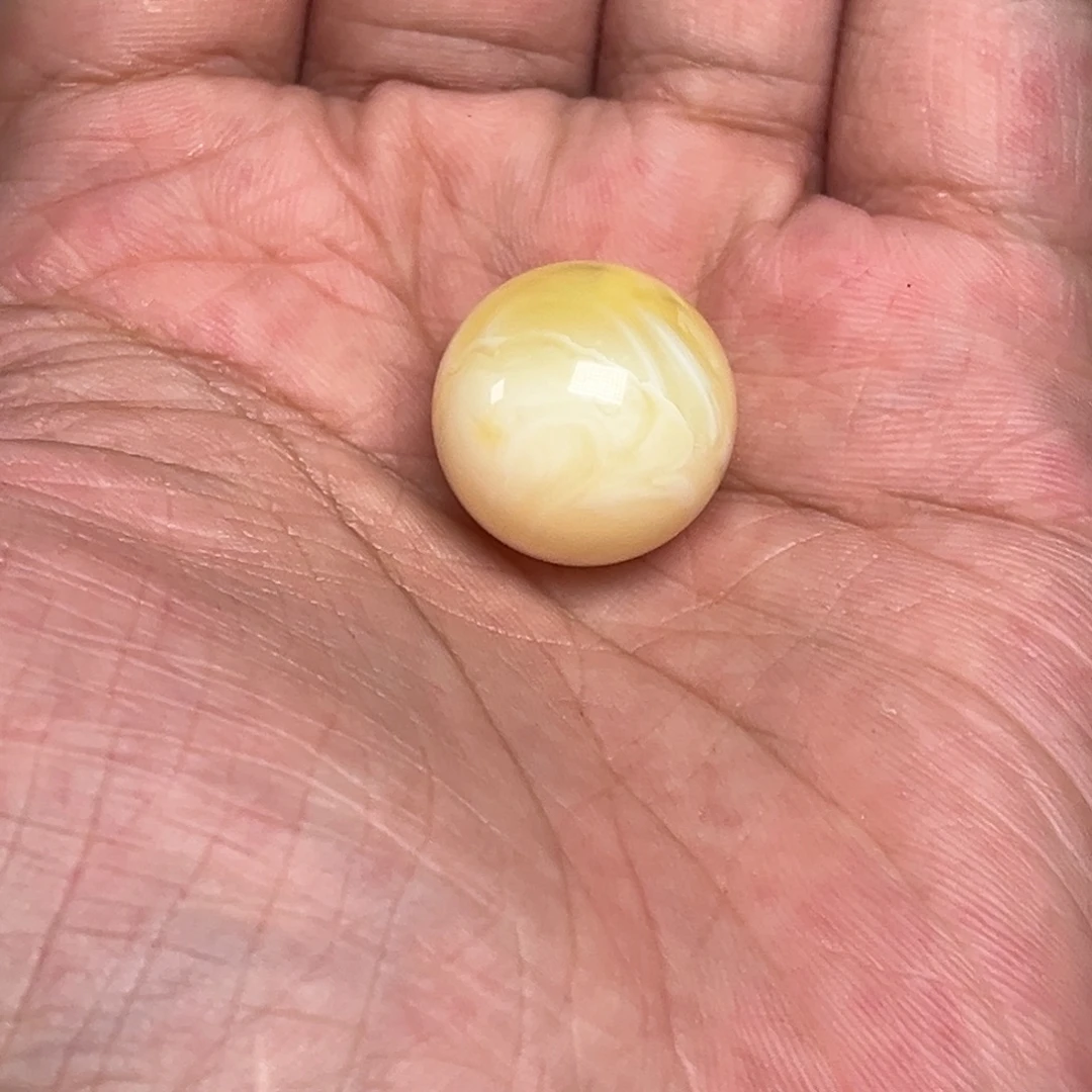 琥珀未镶嵌裸石蜜蜡白蜡荧光20毫米