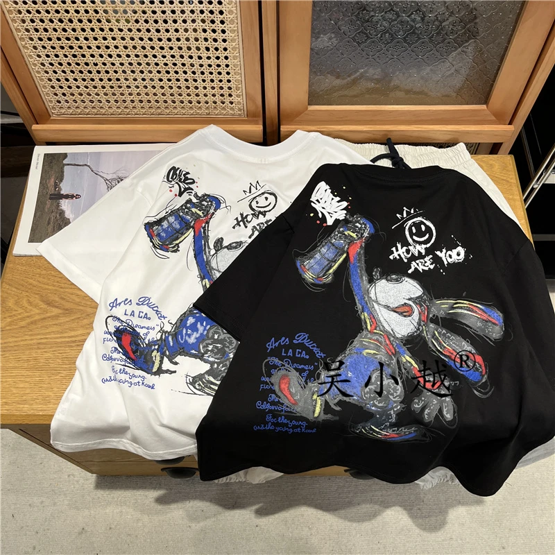 吴小越w1396男童夏款圆领宽松无感数码印花冰感棉t恤短袖中大童