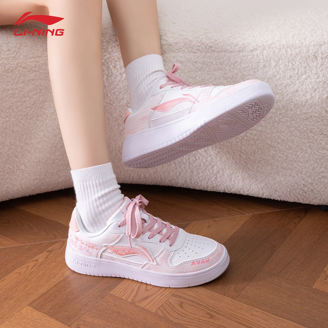【定制板鞋】李宁浮舟悸动女款板鞋夏季ins粉色百搭潮流女生休闲鞋