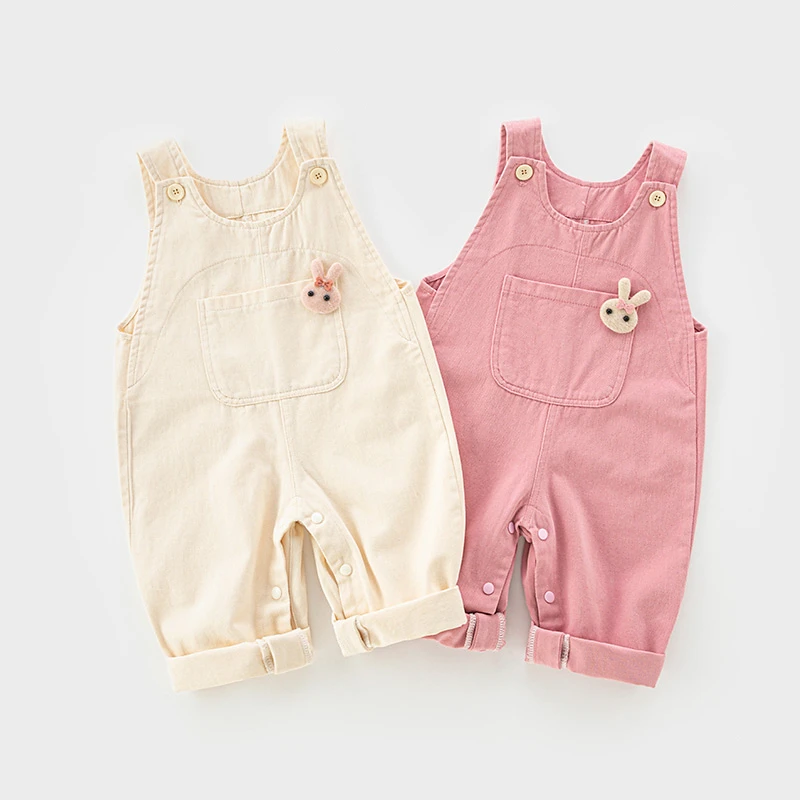 婴儿背带裤女宝宝春秋新款幼童按扣式洋气纯棉连体裤女童裤子5961