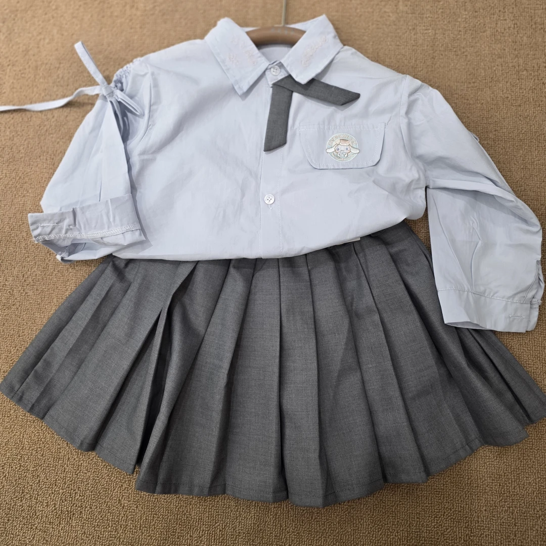 女女孩春秋衬衫学院风女童上衣常规套装单排扣秋季