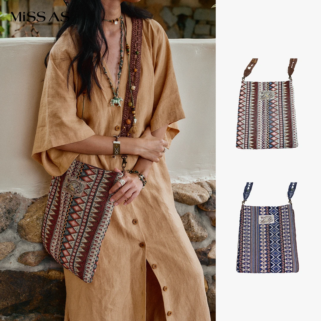 【SWAHILL斯瓦山丘】大地编织布包红棕藏蓝单肩斜跨包设计师25新品