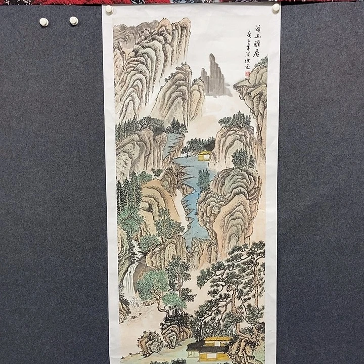 国画小六尺竖版山水一幅