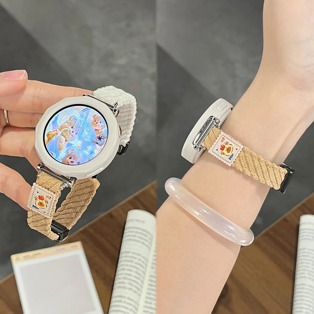 适用华为gt6表带手表GT5/4灯芯绒watch5/4磁吸扣3Pro女款秋冬腕带