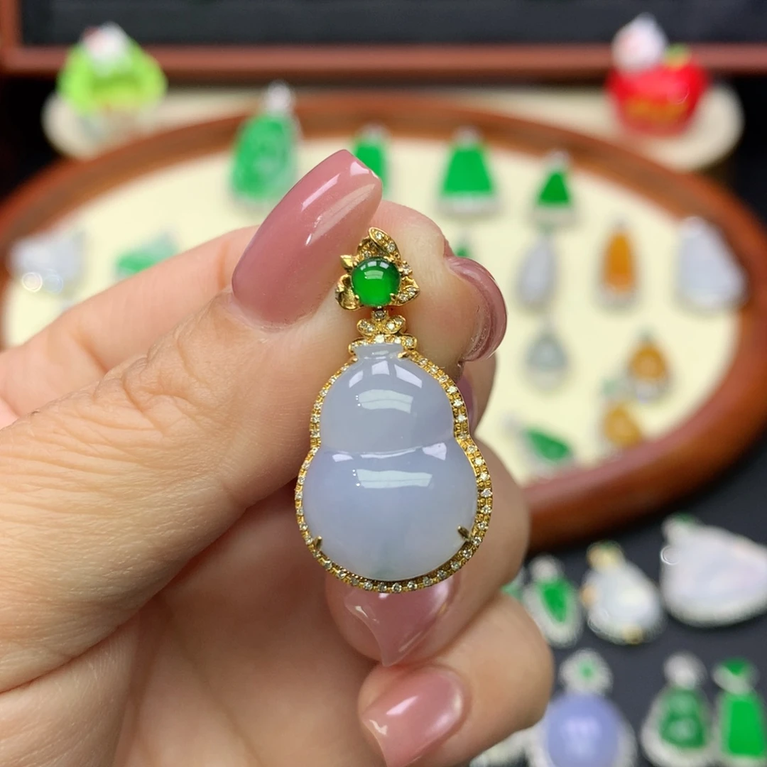 翡翠18K金镶嵌吊坠(不含链)