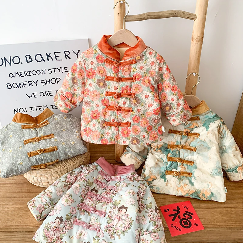 儿童国风棉袄纯棉花填充加厚抗寒冬季一件过冬男童棉服女童棉服