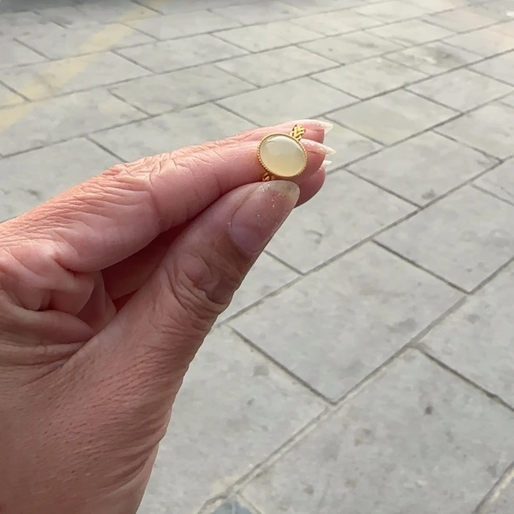 和田玉戒指银S925镶嵌