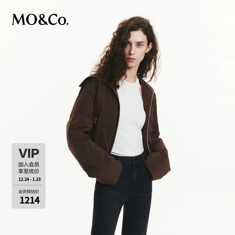 MOCO羽绒服2025秋冬大翻领双开头拉链短羽绒服MBC3EINK01