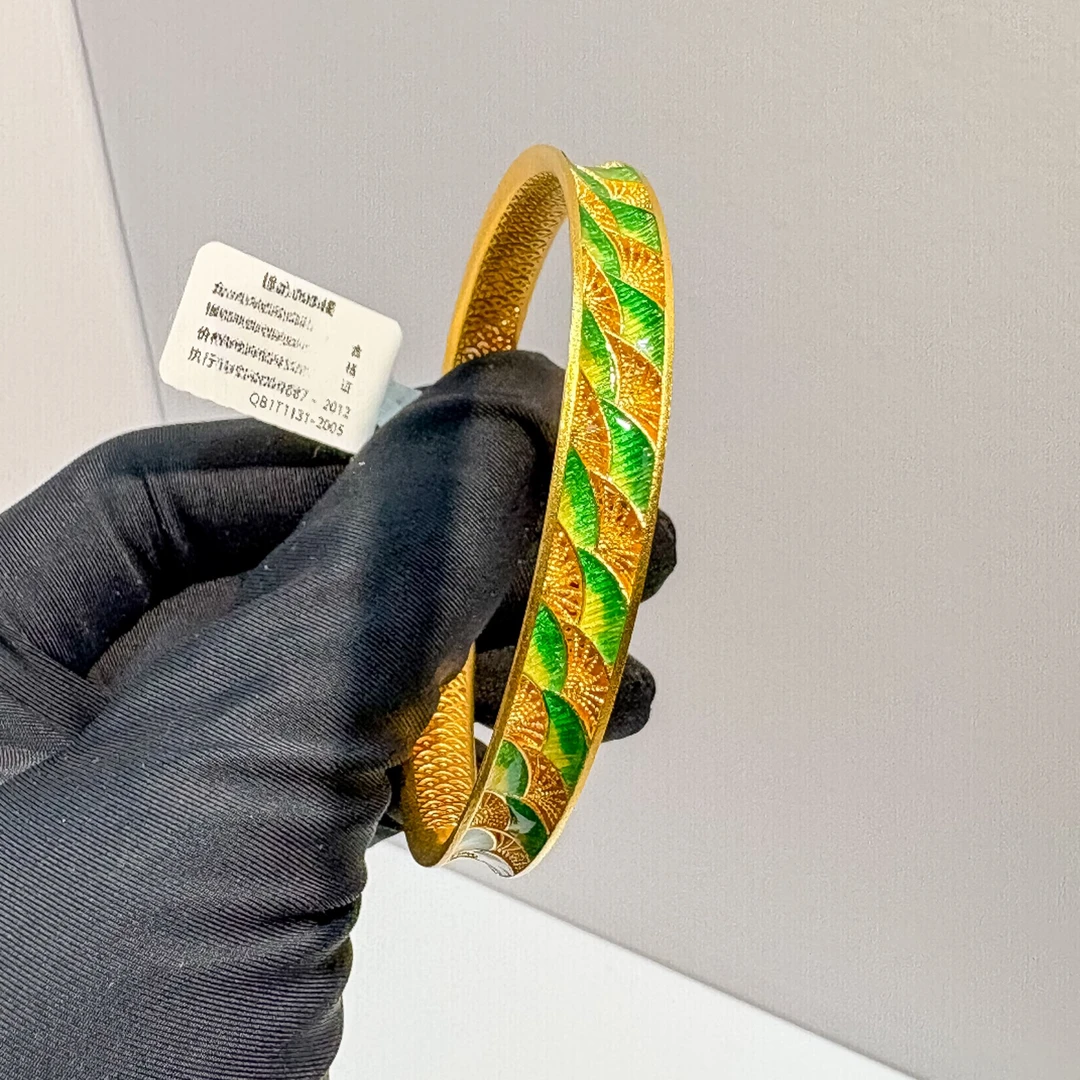 925银银制品 银饰品 编号：08171278珐琅迎客松   银手镯