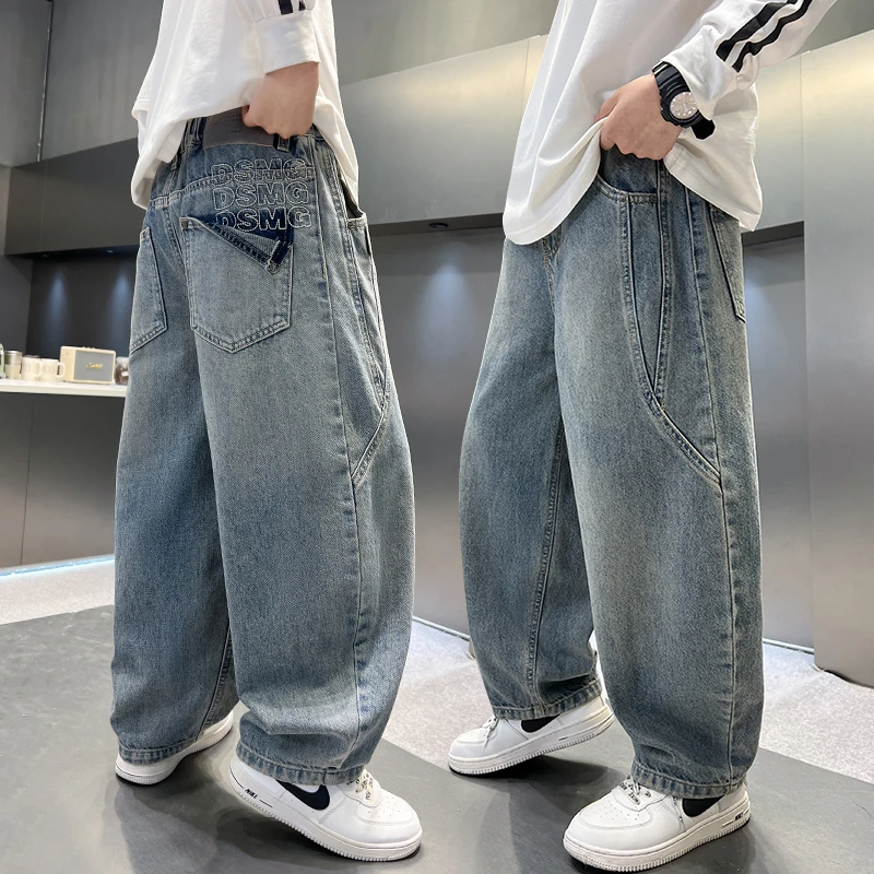 男童裤子炸街中大童春装牛仔裤2025春秋新款儿童春季休闲长裤男孩