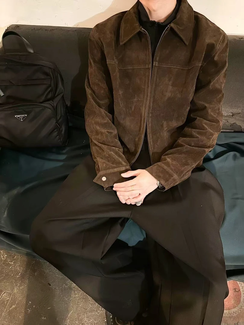 秋冬【酷哥同款】新款立领修身硬汉游猎翻领短宽夹克外套男