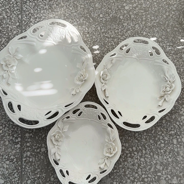 拍一发三大中小三个型号镂空捏花盘