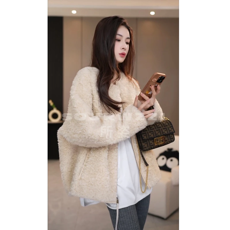 SOURWZZI/所姿新款时尚宽松冬季休闲女士羊毛外套SZ-25218