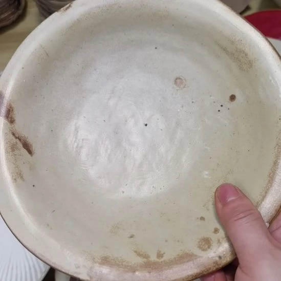 瓷片微瑕粗陶九寸草帽深盘两个一组