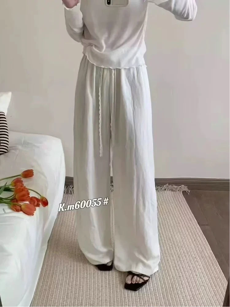 [鑫老大]夏季新款韩系蕾丝抽绳阔腿裤#时尚