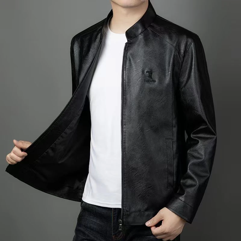 2025男士新款刺绣潮流百搭皮夹克外套