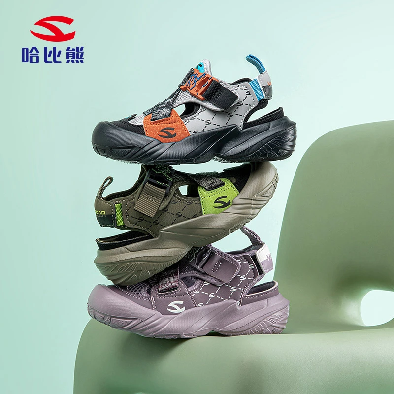 哈比熊童鞋新款女童潮流运动鞋网面镂空透气包头防滑休闲框子鞋