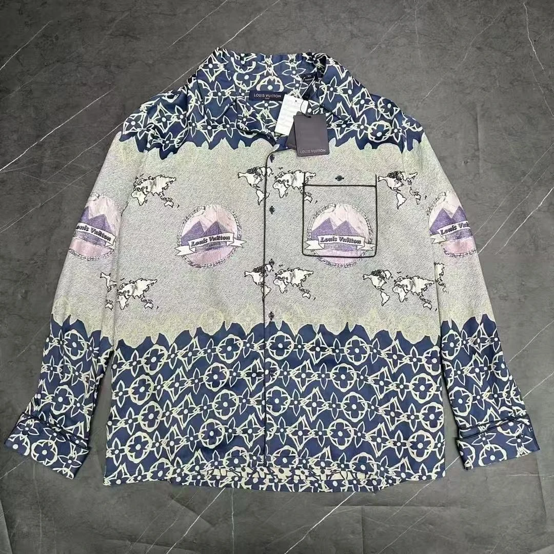 99新 LouisVuitton/路易威登 葡萄籽奢潮/金字塔满印衬衫/XXL码