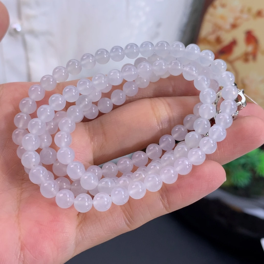 翡翠未镶嵌手串卡5.4冰胶白冰项链