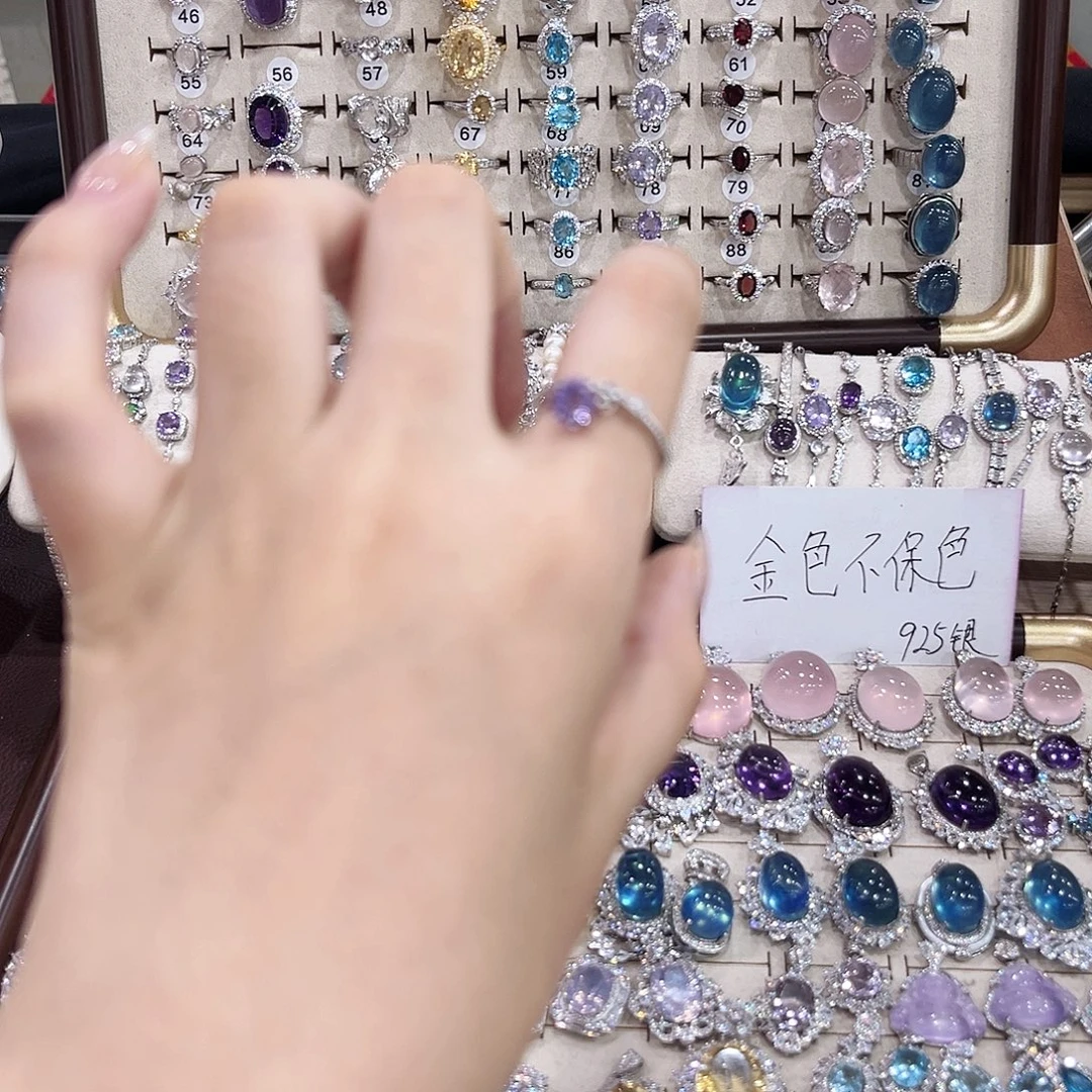 银S925镶嵌戒指水晶