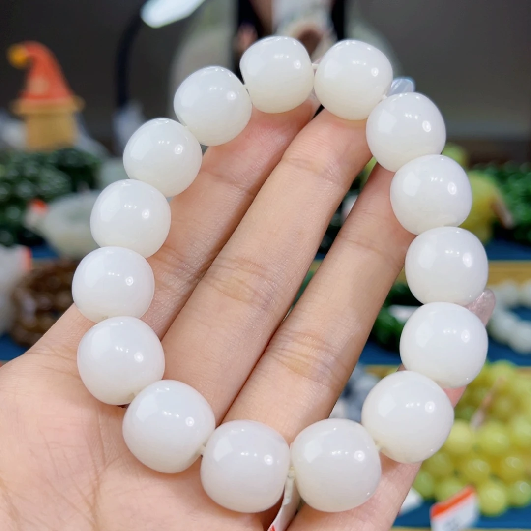 和田玉未镶嵌手链纯天然和田玉新疆且末天泰料羊脂白14