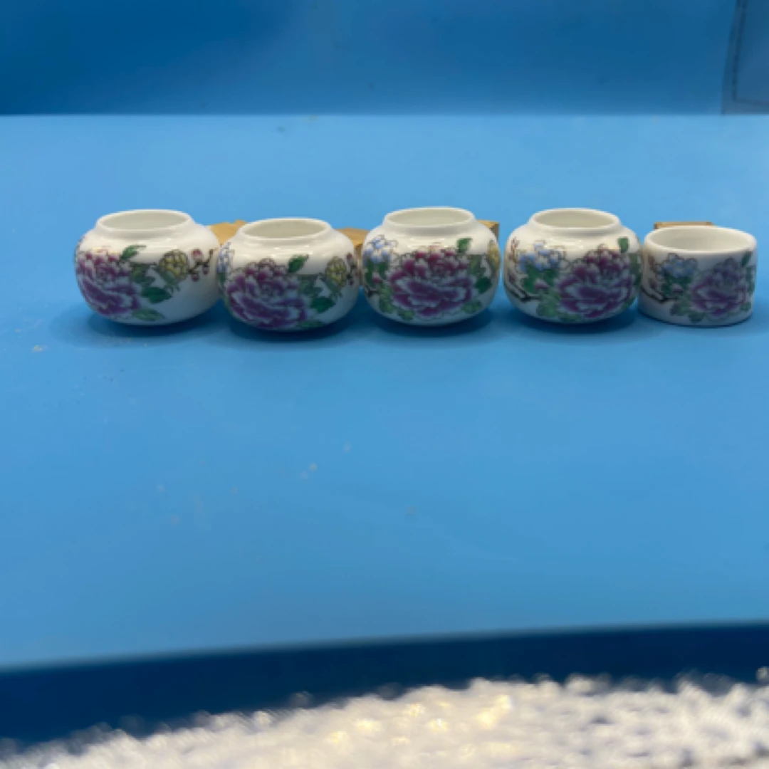 牡丹图鸟鸟杯。五件套